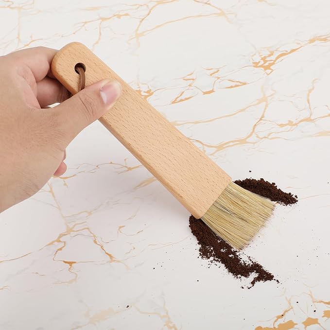 Coffee Grinder Cleaning Brush, Beech Handle Espresso Machine Cleaner Tool with Bristle Brush Barista Dusting Accessories for Camping Home Kitchen Gadget