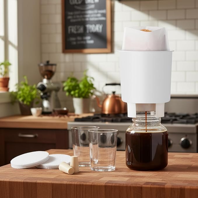 Feifeiya 70 Pack Filter Replacement Set Compatible with Toddy Cold Brew Coffee Maker Include 50 Cold Brew Paper Bags 10 Reusable Coffee Filter Replacements and 10 Stoppers