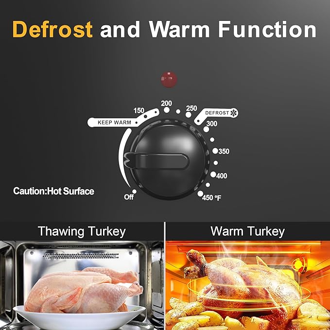 Sunvivi Electric Roaster,18 Quart Roasting Oven with Self-Basting Lid Removable Pan,Turkey Roaster Oven with 150 to 450F Temperature Control Cool-Touch Handles,Black