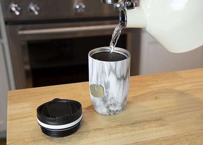 MIRA 12 oz Travel Coffee Mug - Insulated Stainless Steel Tumbler with Screw Lid - French Granite
