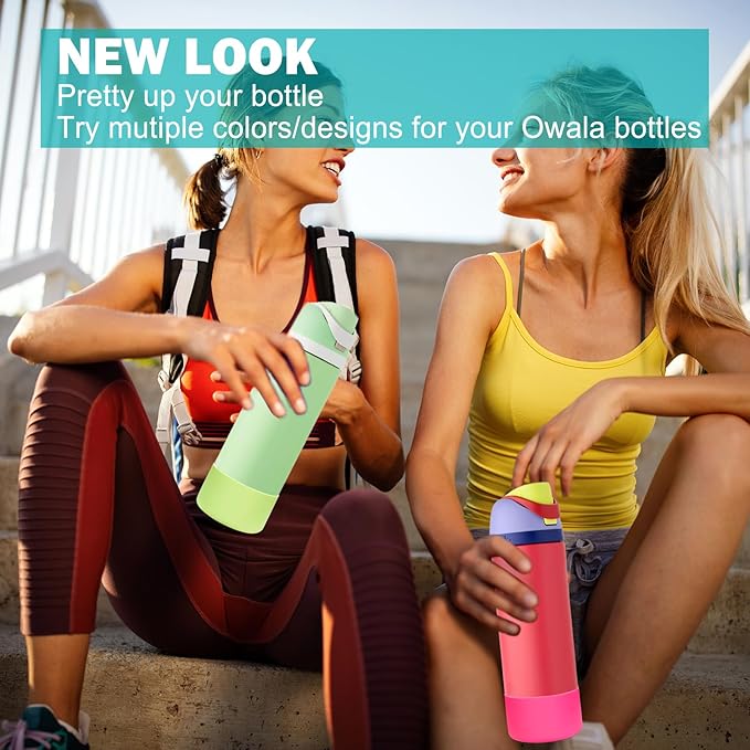 WK IEASON 2Pcs Silicone Boot for Owala Water Bottle, Protective Flask Bottom Cover Base for Owala FreeSip Twist and Flip Flask Water Bottle Accessories-3.56inch Bottom Diameter