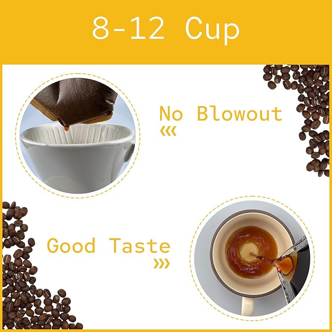 KEETARA Coffee Filters #4 Cone, 100 Count Unbleached Natural Paper, Size 4 Cone Coffee Filters for 8–12 Cup Drip Coffee Makers