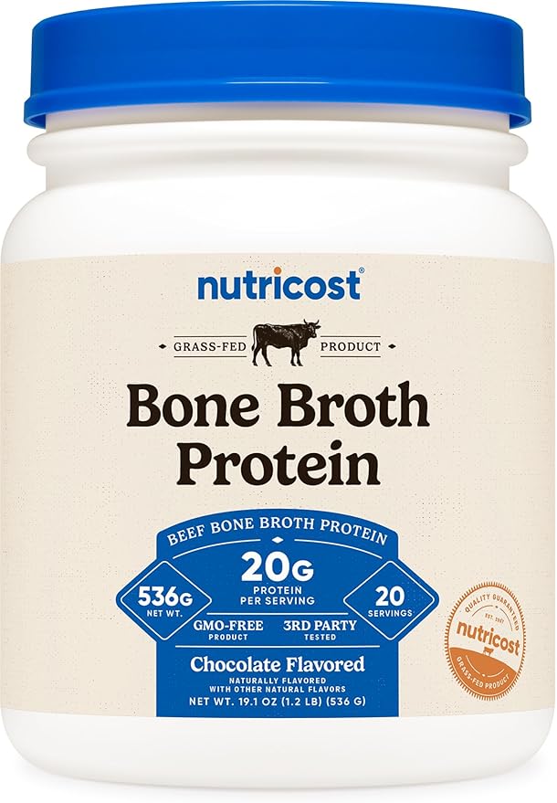 Nutricost Beef Bone Broth Protein Powder Chocolate (20 Servings) - Gluten-Free, GMO-Free