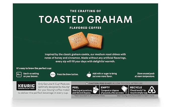 Starbucks Coffee Company Flavored Ground Coffee K-Cup Pods, Toasted Graham, Signature Collection, 100% Arabica Coffee, Recyclable K-Cup, 10 CT K-Cup Pods/Box (Pack of 2 Boxes),10 Count (Pack of 2)