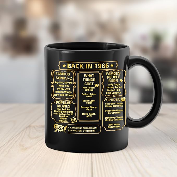 QUPT 40th Birthday Gifts for Women Men, 40th Birthday Gifts for Him, 1986 Birthday Gifts for Women Men, 40 Years Old Gifts, 1986 Birthday Gifts for Her Him, 40th Birthday Presents Coffee Mug
