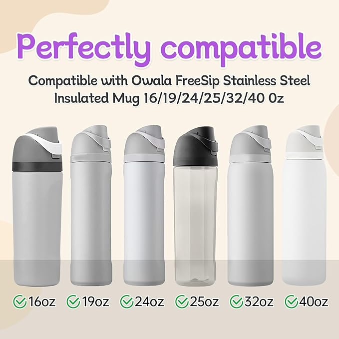 4pcs Replacement Silicone Stopper Seal Compatible with Owala FreeSip 24oz 32oz,Water Bottle Lid Cap Rubber Seal Parts for Owala 16/19/24/32/40oz Spout Gasket Mouthpiece Piece Accessories Z4S4