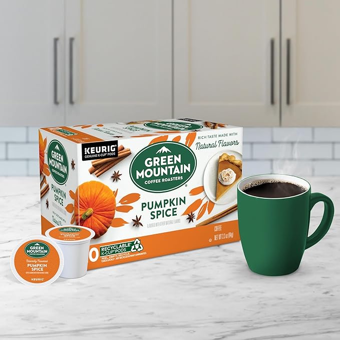 Green Mountain Coffee Roasters Pumpkin Spice, Keurig Single-Serve K-Cup Pods, Light Roast Coffee, 60 Count (6 Packs of 10)