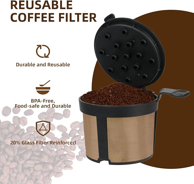 Reusable Coffee Filter for Ninja PB051 PB040 PB041ST - Gold 304 Stainless Steel Mesh - Eco-Friendly Coffee Filter Basket (1)