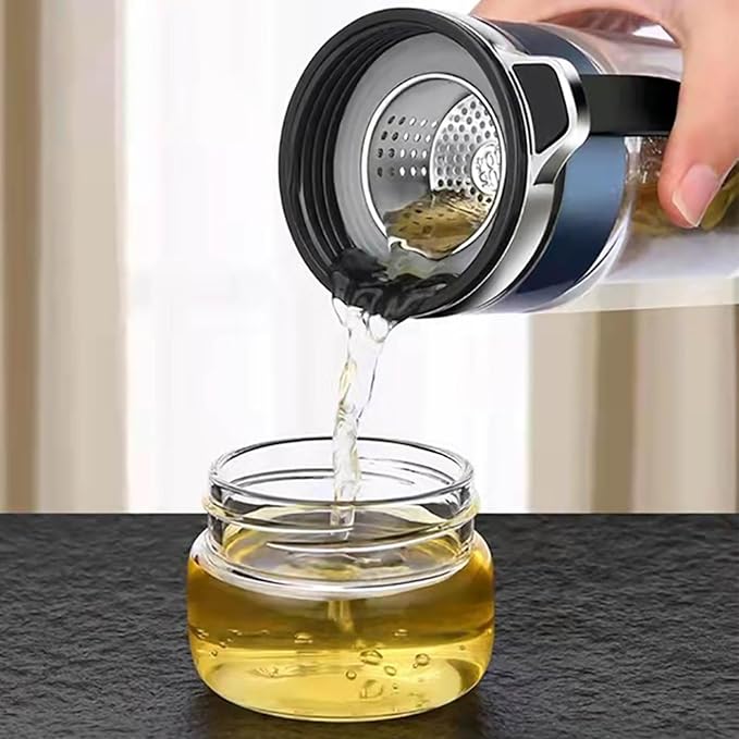 Tea Infuser Bottle, Glass Tea Infuser Bottle Double Wall Portable Tumbler Mug Travel Tumbler Mug Men Infusers Water Bottles (Gold)