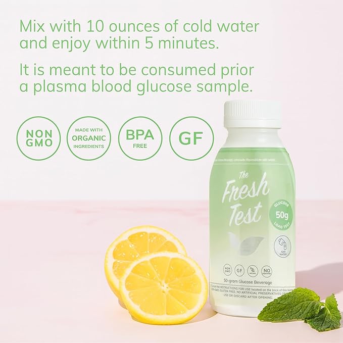 The Fresh Test, 50-gram Bottled Powder Drink Mix | Additive-Free, Non-GMO, Organic Ingredients | Mint Lemonade