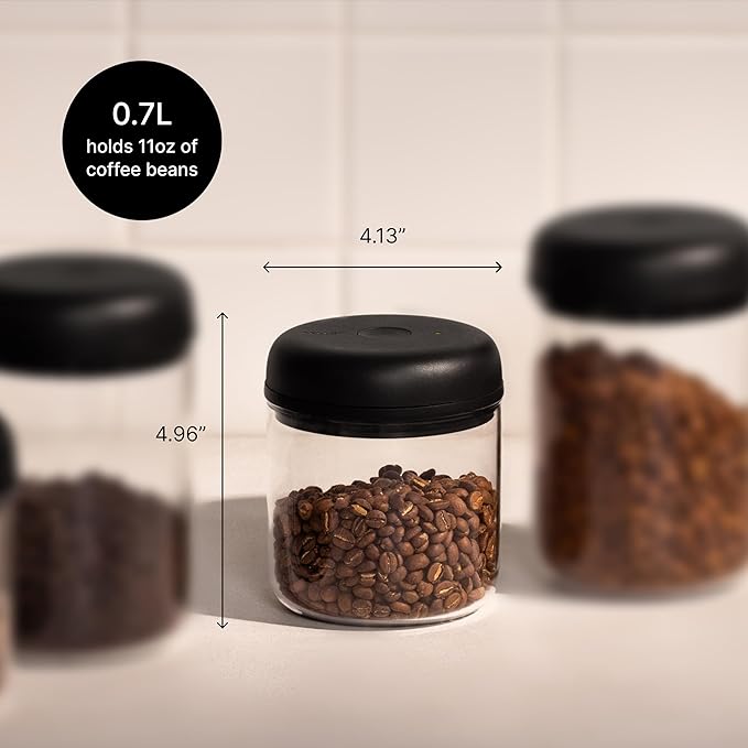 Fellow Atmos Electric Vacuum Canister & Storage Container - Airtight Coffee & Food Storage Containers - Coffee Containers - (Clear Glass, 0.7 Liter)