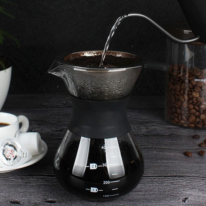 Coffee Maker Pot,Replacement Glass Carafe Airtight Cold Brew Iced Coffee Maker and Tea Infuser with Spout Brewing Glass Carafe with Removable Stainless Steel Filter Coffee maker Pot