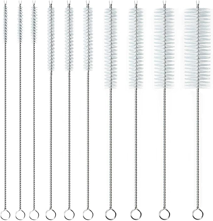 8 Inch Straw Cleaning Brush, Pipe Cleaner, Water Fume Cleaner, Glass Pipe Cleaning Brush, Different Diameter 10 Piece Set, Straw Cleaner Brush for Stanley Water Bottles Deep Cleaning Straws Brush