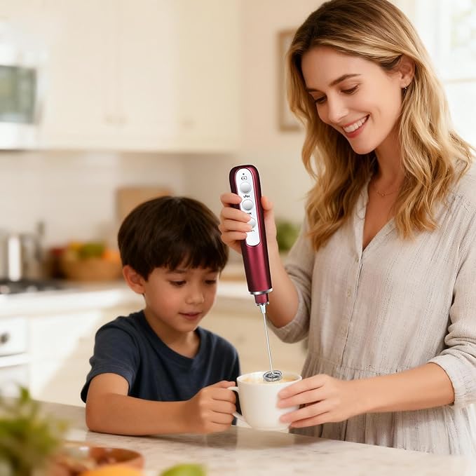 Milk Frother Wand Rechargeable Handheld Frother For Coffee,Batidora De Mano Electrica Coffee Bar Accessories Kitchen Appliances Essentials Electric Frother Gift For Women Men (Black)