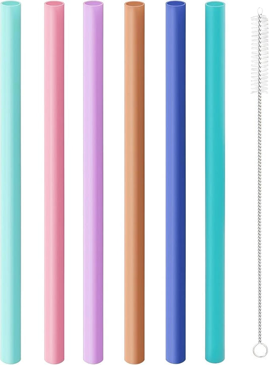 Joshey 6PCS Replacement Straws for Owala FreeSip 24oz & 32oz Water Bottles - Reusable Plastic Straws with 1 Cleaning Brush, Travel Tumbler Accessories Parts - 6 Colors