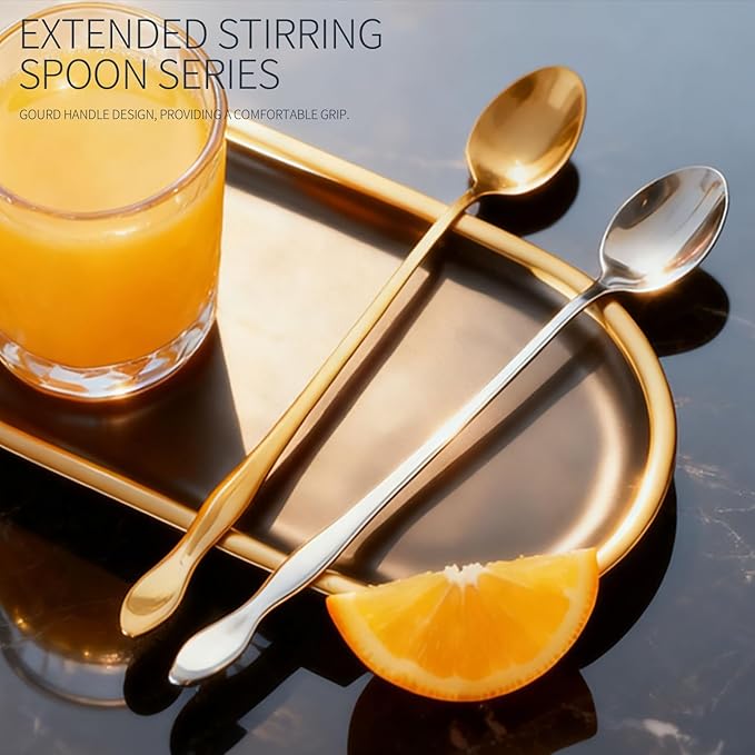 2 PCS Long Coffee Spoons,7.8 Inch Coffee Stirrers,Ice Tea Spoons,Stainless Steel Iced Tea Spoon for Coffee Bar Accessories Tea Mixing Cocktail Stirring Coffee Milkshake Cold Drink (7.8 inch)