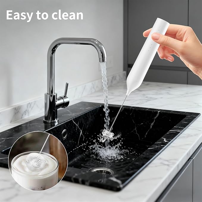 Kitchen Milk Frother Handheld with Stand, 3 Speeds Adjustable Mixer Electric Handheld Frother Wand, Hand Mixer Matcha Whisk Coffee Stirrers for Matcha, Hot Chocolate, Egg, Lattes - White