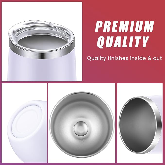 16 Pack Stainless Steel Wine Tumblers 12 oz Insulated Vacuum Wine Cup Set Double Wall Stainless Steel Stemless Mug Glasses for Coffee Soda Whiskey Outdoor Travel (White)