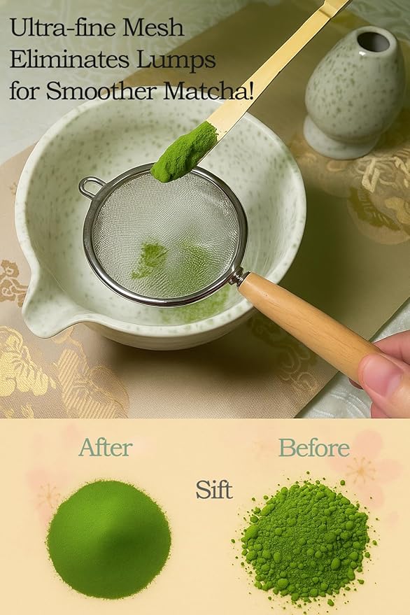 7-Piece Matcha Set - Complete Japanese Tea Ceremony Kit with Ceramic Bowl (Chawan), Bamboo Whisk (Chasen) & Holder, Scoop, Sifter & Cotton Towel - Perfect Matcha Starter Kit