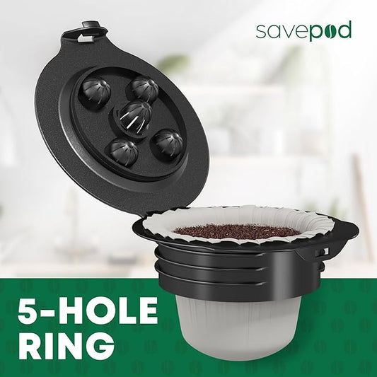 Savepod Pods Replacement Ring, Savepod Coffee Filter Dispenser, Reusable Pod Alternative, Single Serve Coffee Machine, Compatible with Keurig and K Cup Brewers, Food Grade, BPA Free, 5 Hole