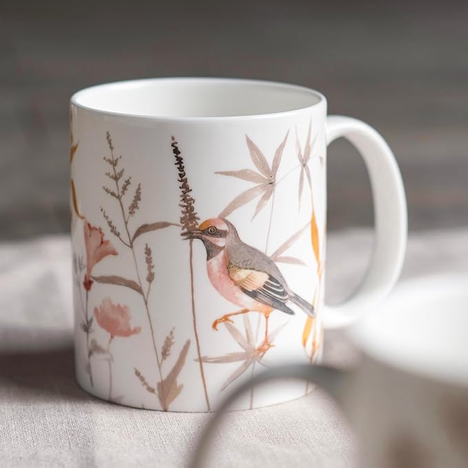 Maison d' Hermine Coffee Mug with Handles Fine Bone China Mugs Pack of Two Tea Cups for Hot Beverages Cappuccino Latte Home Restaurant Office Perfect for Gift (Meadow Florals, 15 Ounce)