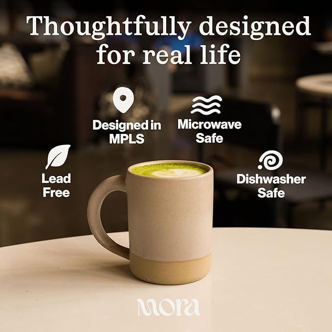 MORA Medium Mugs Set of 4, 16oz Ceramic Pottery Latte Mugs/Coffee Cups - Microwave and Dishwasher Safe - Harvest