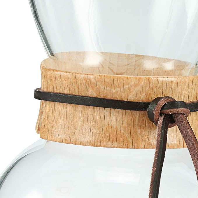 Homend Pour Over Coffee Maker 4-Cup, 16oz, 480ml with 2 Reusable Cloth Drip Filter & Wooden Collar Holder Heat Resist Glass Drip Coffeemaker, Hand Brew Dripper Carafe for Home Camping Travel