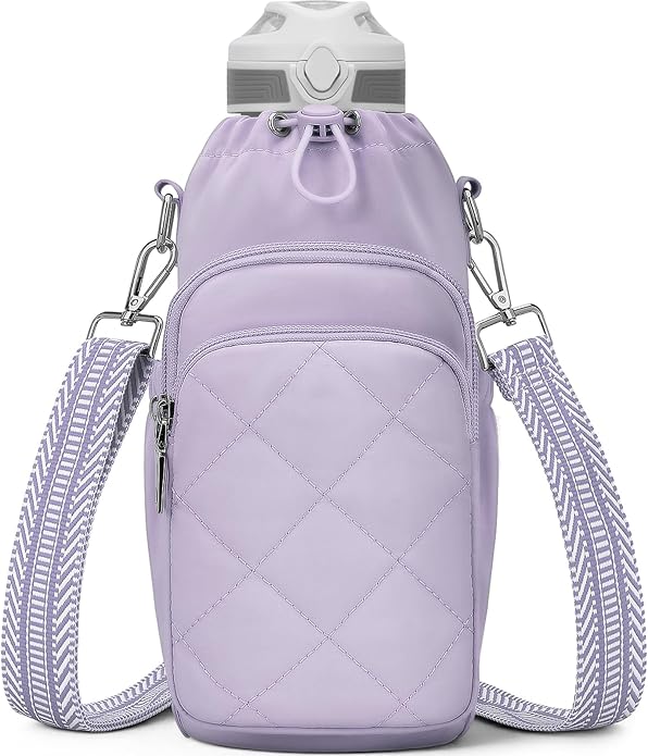 Water Bottle Bag Crossbody，Insulated Water Bottle Purse Crossbody Water Bottle Holder with Strap 40 oz
