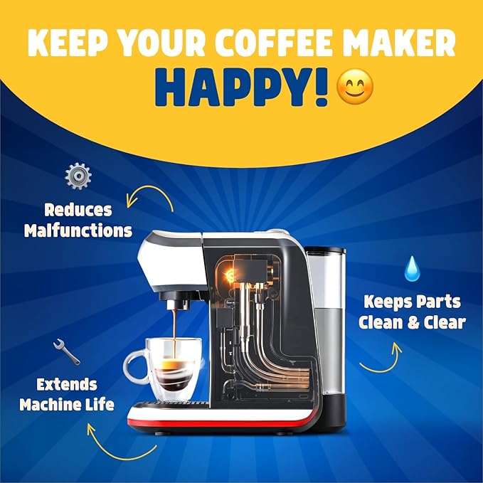 THE BIG FIZZ Coffee Maker Descaler - Easy to Use Coffee Machine Tablets Compatible with All Major Brands - Fast Acting Descaling Tablets Preserves Brew Flavor & Machine Longevity (24 Count)
