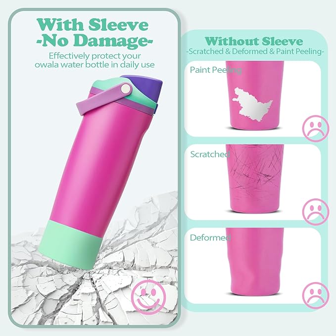 2PCS Silicone Boots for Owala 30oz & 40oz FreeSip Sway Bottles & Tumblers – Non-Slip, Scratch-Resistant, Stability Enhancer for Owala Accessories (Shocking Grape)