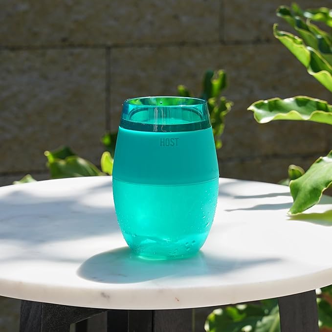 HOST Cooling Cup, Set of 1 Double Wall Insulated Freezable Drink Chilling Tumbler with Freezing Gel, Glasses for Red and White Wine, 8.5 oz, Translucent Green