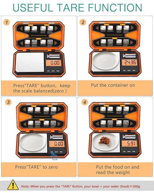 ORIA Digital Pocket Scale, 500g/0.01g High Precision Gram Scale with 50g Calibration Weight, Tare Function, 6 Units, Mini Portable Scale for Coin, Jewelry, Food, Coffee, Battery Included, Orange