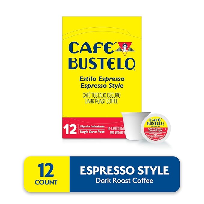 Café Bustelo Espresso Style Dark Roast, Single Serve Coffee Pods, 12 Count (Pack of 1)