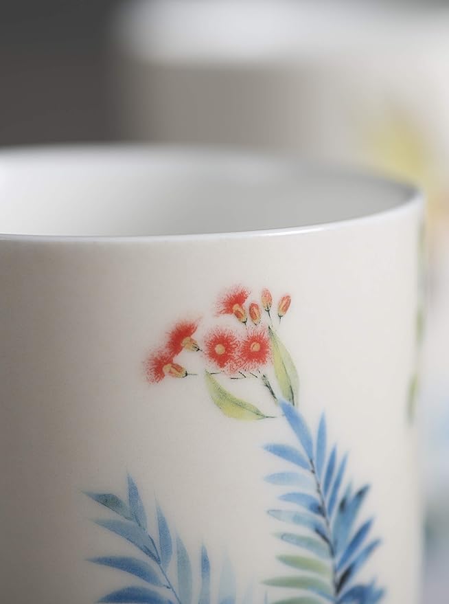 Maison d' Hermine Coffee Mug with Handles Fine Bone China Mugs Pack of Two Tea Cups for Hot Beverages Cappuccino Latte Home Restaurant Office Perfect for Gift (Tropiques, 12 Ounce)