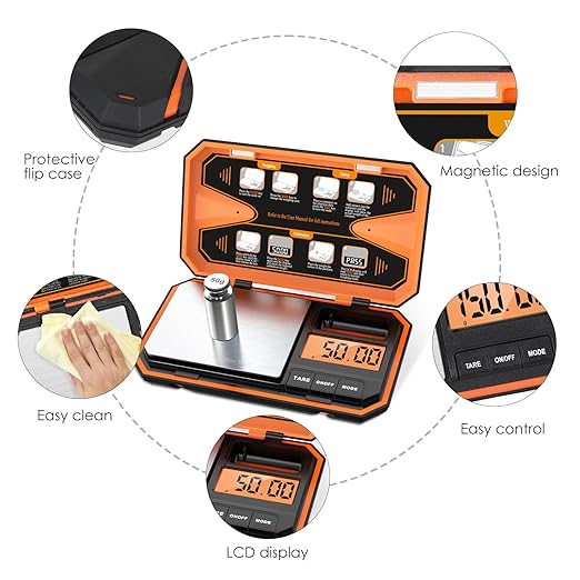 Digital Pocket Scale, High-Precision 500g x 0.01g Gram Scale with 50g Calibration Weight, Mini 6 Units Jewelry Scale with LCD Display, Tare Function for Food, Jewelry, Coin, Coffee, Battery Included