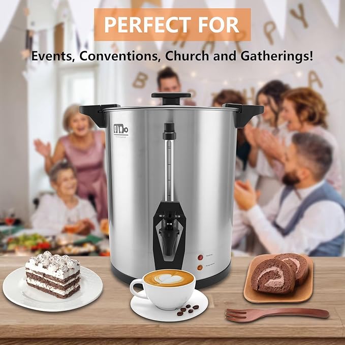 45 Cup 8L/2.11Gallon Commercial Coffee Urn, Festa Essential 950W Large Percolate Coffee Maker, Hot Beverage dispenser With Double Dripless Faucet,Quick-Brewing Hot Water Urn for Catering,Home,Events