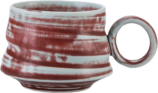 Handmade Ceramic Coffee Mug, 8.5 oz Rustic Stoneware Tea Cup, Microwave and Dishwasher Safe(Burgundy)