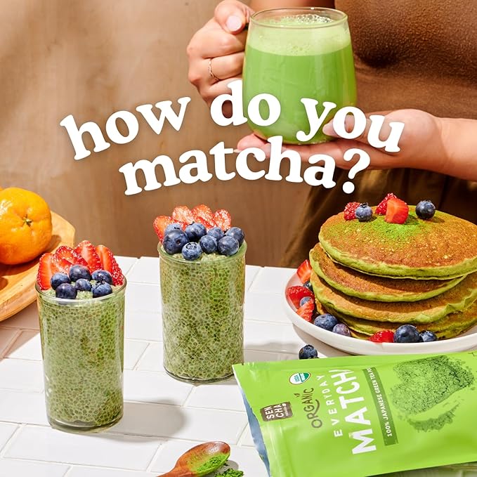 SEN CHA Naturals Organic Matcha Powder, Authentic Japanese Green Tea, Premium First & Second Harvest Culinary and Ceremonial Grade Matcha Powder, Lattes & Baking, 4oz Bag (1 Pack)