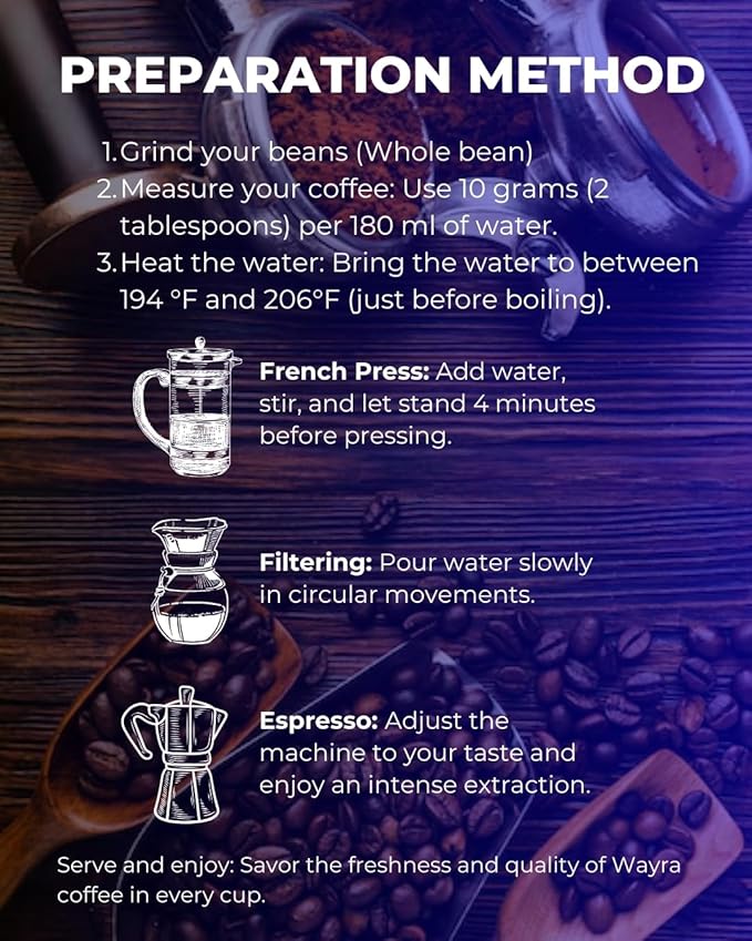 Wayra Whole Bean Colombian Coffee - Dark Roast - Castillo 100% Arabica Fresh Colombian Coffee - Huila Single Origin - Direct Trade - Low Medium Acid - Flavor Notes of Dark Chocolate, Panela and Walnuts Net Wt. 12 Oz (340 gr) Resealable Bag - Pour Over,...