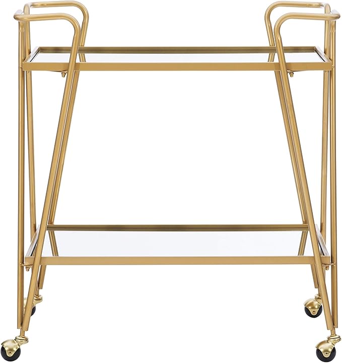 Linon Gina Mid-Century Bar Cart, Gold