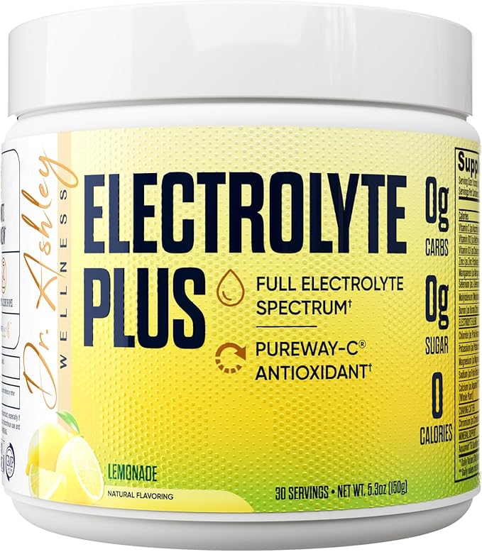 Electrolyte Plus Powder Drink Mix | Full Spectrum Electrolytes – Gluten Fee and Zero Sugar for Max Hydration | 30 Servings (30 Serving, Lemonade)