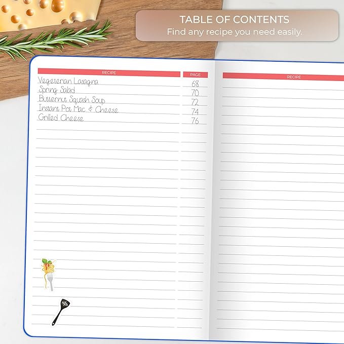Clever Fox Recipe Book – Blank Family Cookbook – Empty Cooking Journal – Notebook Organizer to Write In Recipes – Medium, A5 (Royal Blue)