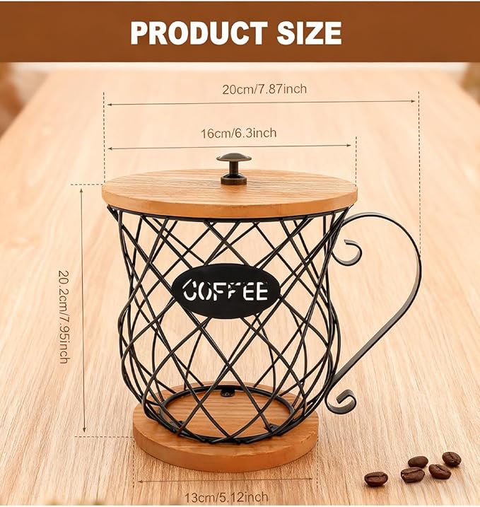Coffee Pod Holder with Lid -Coffee Creamer Holder Large Capacity Holder for k Holder Organizer for Counter - Coffee Decor Station for Pods, Espresso, Capsules, Creamer, (Black-HH)