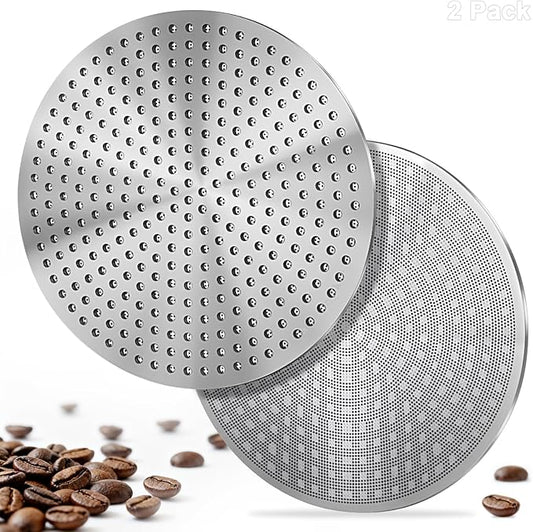 DRMBIGA Professional Espresso Puck Screen 58.3mm 2 Pack - Premium 3rd Gen Dual-Layer Flow Control Coffee Filter, Precision-Engineered Stainless Steel Portafilter Screen for Perfect 58mm Basket Fit