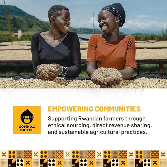 Gorilla's Coffee 100% Arabica - Dark Roast Ground Coffee, Fair Trade, Full Bodied, Bold, with a Touch of Smokiness | Premium Rwandan Coffee | Rich, Flavorful, and Aromatic (500g/17.6 oz)