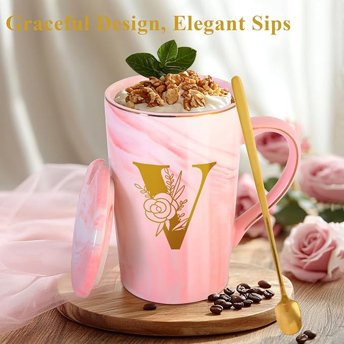MNZZ Personalized Ceramic Coffee Mug with Lid Tea Cup Women Men Teacher Christmas Gifts Math Biology Piano Future Mentor Speech Substitute Ballet Drama Guitar Yoga Montessori Physics Chemistry Band,V