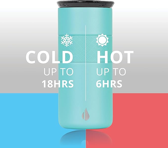 Elemental Artisan Insulated Tumbler, Triple Wall Coffee Travel Mug, Reusable Stainless Steel Coffee Tumbler with Ceramic Lid, Thermal Coffee Cups for Hot (6 Hrs) & Cold (18 Hrs), 16oz - Robin's Egg