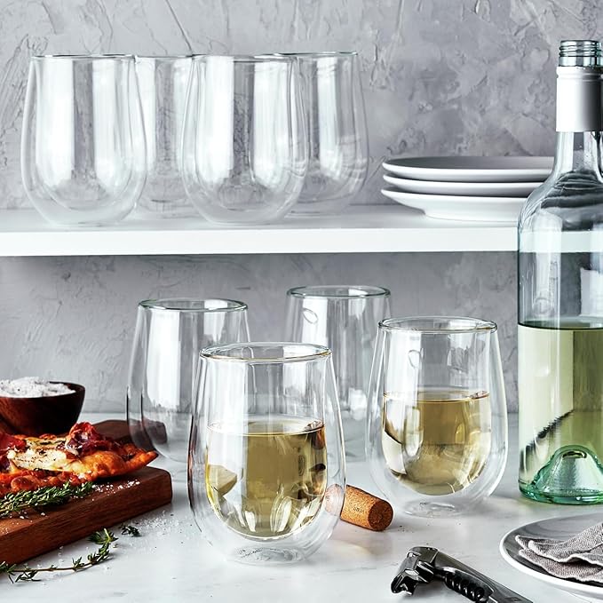 ZWILLING Sorrento 2-pc Double-Wall Stemless White Wine Glass Set, 10-oz, 296ml