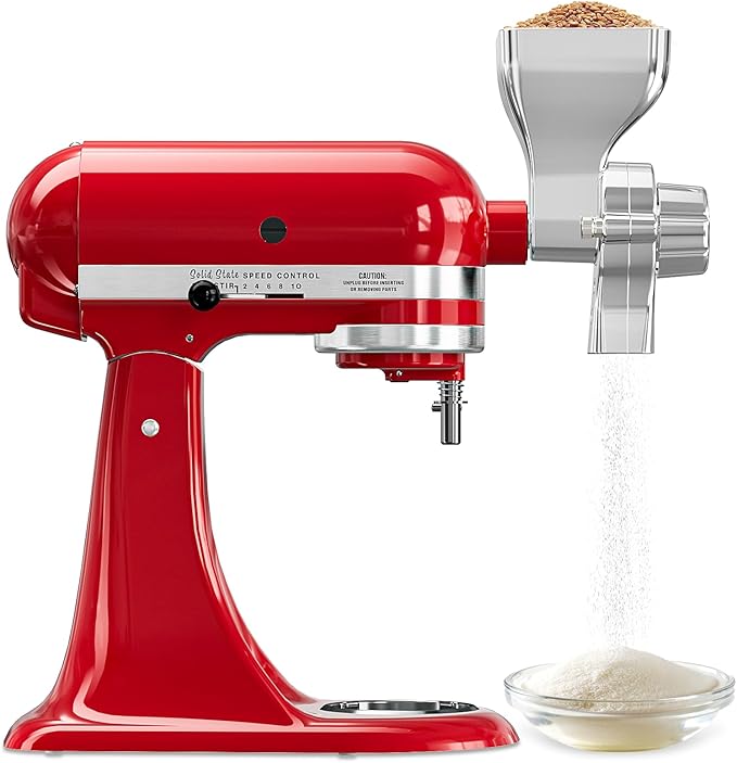 Metal Grain Mill Attachment for KitchenAid Stand Mixer, 12 Gear Adjustable Flour Mill Grain for Kitchenaid, Fit for Wheat, Corn, Oats, Nut