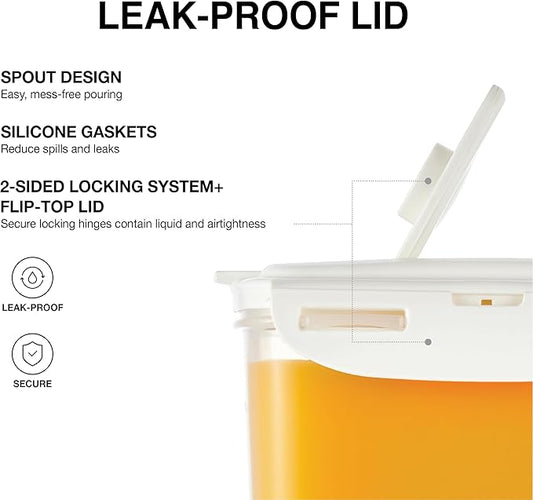 LocknLock Aqua Fridge Door Water Jug with Handle BPA Free Plastic Pitcher with Flip Top Lid Perfect for Making Teas and Juices, 2 Quarts, Ivory